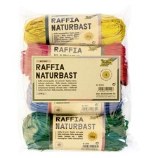 folia 901014 Rafia Naturale Colore Giallo/Rosso/Verde/Blu