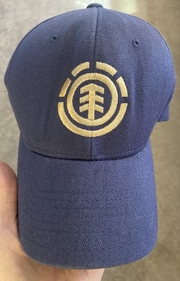 Vintage Element Skateboard Hat Blue/Beige L-XL   Y2K Logo BAM MARGERA FLEXFIT