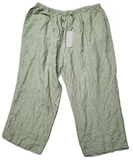 ☆ NWT Avenue Women's Pull On Linen Blend Pants Plus Petite Size 26/28 Green