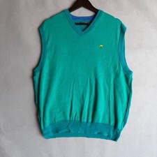 Jack Nicklaus Sweater Vest Mens Large Teal Excellent Golden Bear V-Neck Knit