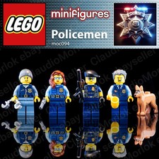 ⭐ Lego lotto Police pack n. 4 Minifigures + cane e accessori Polizia City moc094
