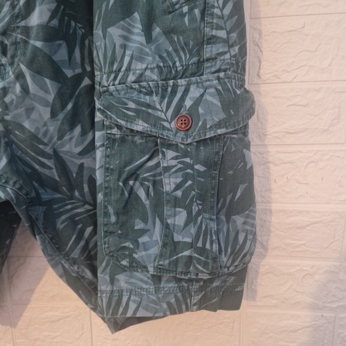 Mantaray Cargo Shorts Men’s Size W42" Blue Green Tropical Leaf Print Cotton - Picture 7 of 8