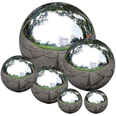 Gartenkugel Edelstahl 6 Stück Spiegelpoliert Wasserfeste Dekoschmuck für Gart...
