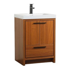 Elegant Decor Wyatt 24" Aluminum Alloy and MDF Single Bathroom Vanity in Teak