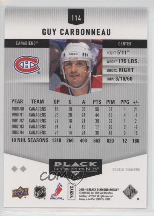 2009-10 Upper Deck Black Diamond Guy Carbonneau #114 HOF - Image 2 of 2