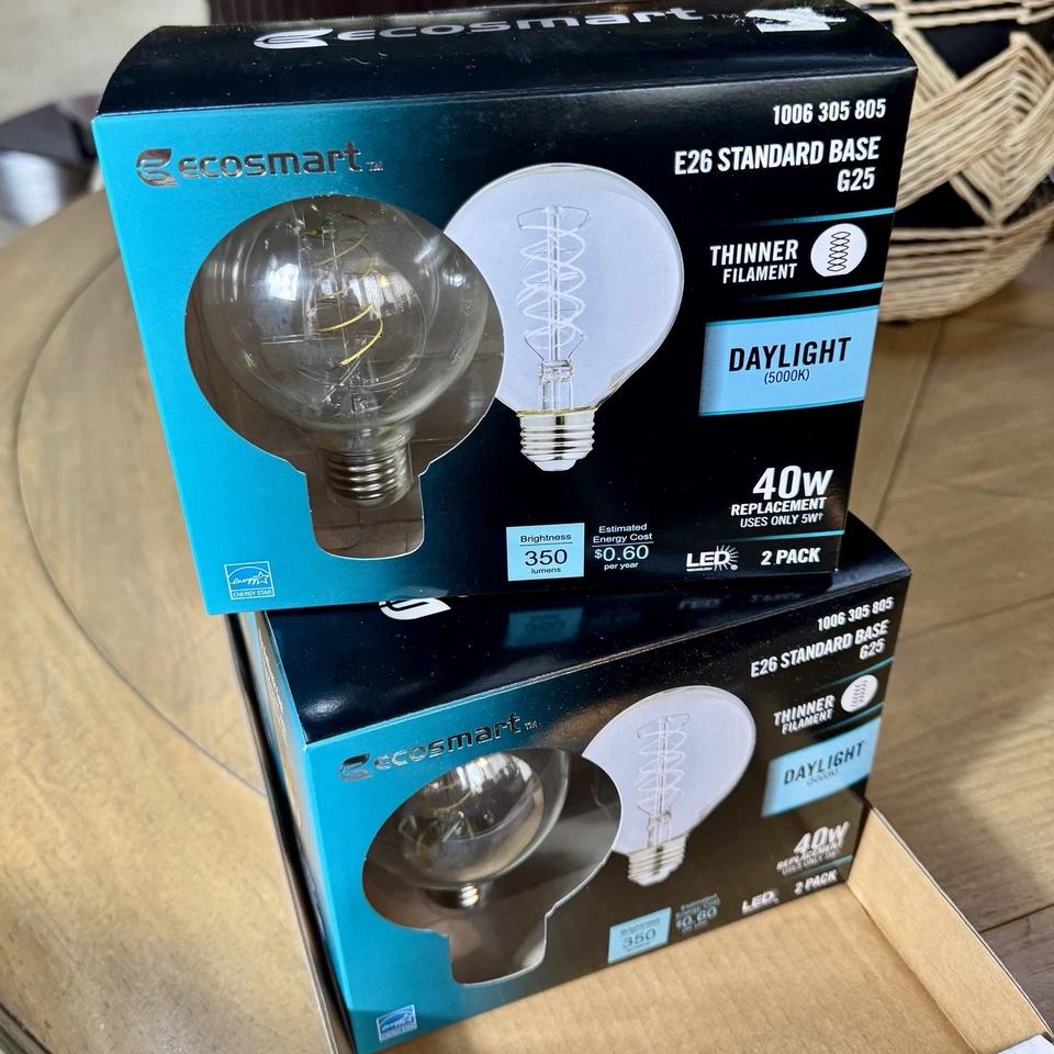 Ecosmart G25 Light bulbs 40w Equivalent Daylight 5000 K E26 Base 8 Bulbs 4- 2pck - Image 3 of 4