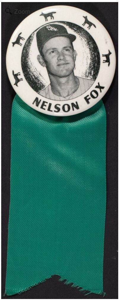 1950's Baseball Nellie Fox Chicago White Sox World Series Pin Button Pinback