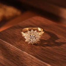 2.50 Ct Round Cut White Diamond Snowflake Engagement Ring 14k Yellow Gold Finish
