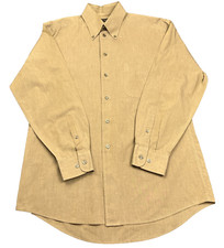 Dockers Button Down Pocket Shirt Mens 15-15 1/2 Medium 32/33 Long Sleeve Biege