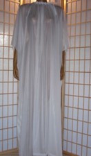 Nylon dress transparent cape kimono house robe homedress white size S XXXL