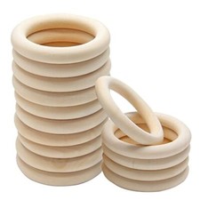 15 Pcs 70mm/2.75" Natural Wood Rings, Unfinished Wooden Rings for 70mm, 15pcs