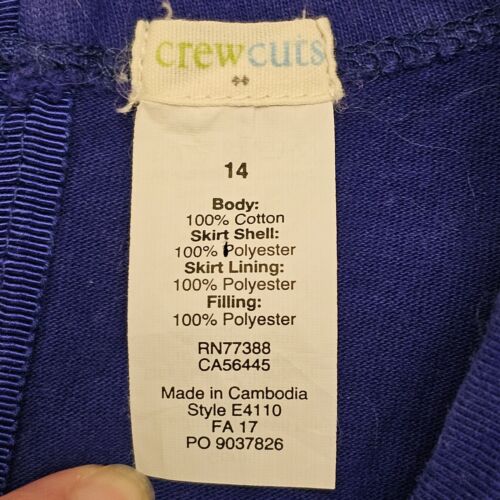 J.Crew Crewcuts 3/4 Sleeve Round Neck Short Quilted Dress Blue Black Girls 14 - Picture 3 of 10