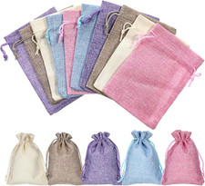 15 Burlap Bags with Drawstring, Mixed Color Drawstring Gift Bag, Jewelry Pouch H