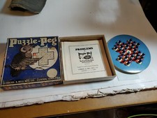 ANTIQUE PUZZLE PEG GAME LUBBERS  BELL 1929 COMPLETE ALL PEGS  INSTRUCTIONS