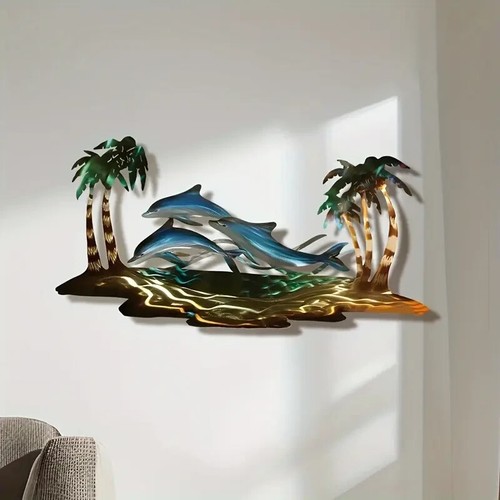 Decoración de pared de delfines de metal escultura deportiva de delfines de pared de metal - Imagen 2 de 5