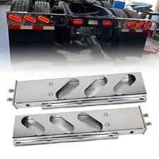 Pair Chrome Stainless Steel 2.5" Bolt Pattern 30" Mud Flap Hangers Spring Loaded
