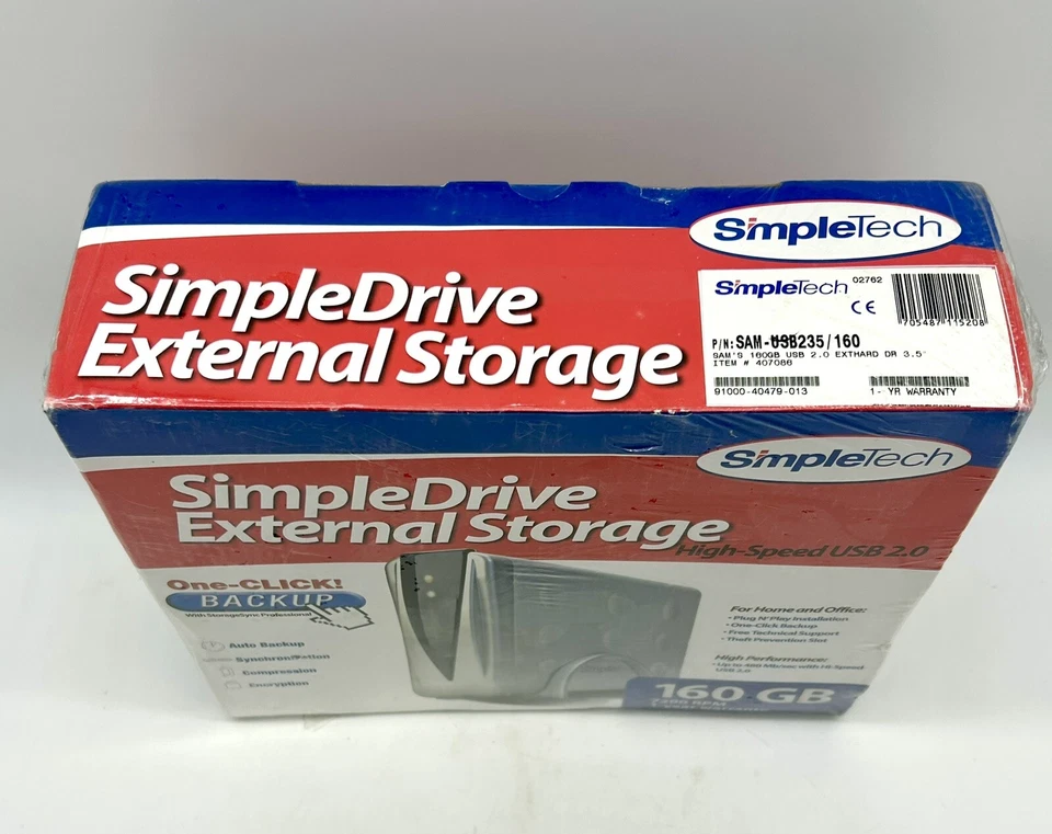 Brand New Simpletech Simple Drive External Hard Drive Storage USB 160GB Sealed - Image 3 of 4