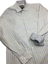 Men  s Pronto Uomo Non-Iron Modern Fit Flip Cuff Button Up Shirt  Size L EUC