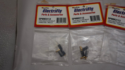 Electrifly GPMM3112 2 pack  3.5mm Gold Plated Bullet Connectors - Male (3) + lot