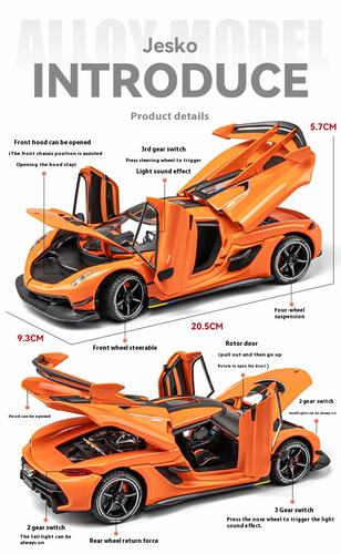 Modellino Auto Simulazione 1:24 Jesko Modellino Lega Sport Giocattolo Bambini Collezione - Foto 5 di 12