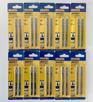 20 IRWIN 4'' 6 TPI T-SHANK JIG SAW BLADES 3072406 MARATHON JIGSAW LOT (10 CARDS)