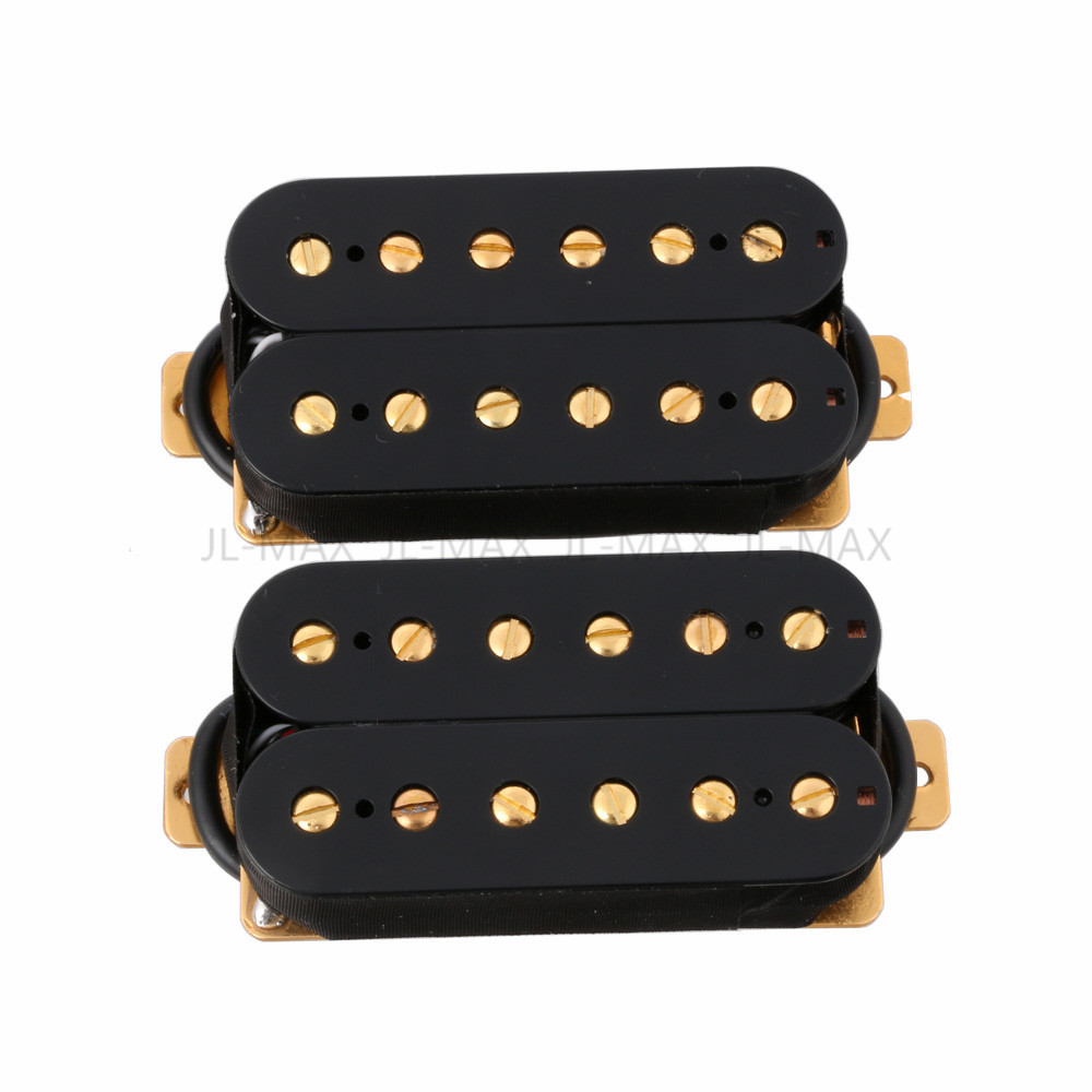 Guitar Humbucker Pickup Set Bridge and Neck Black w/ Gold