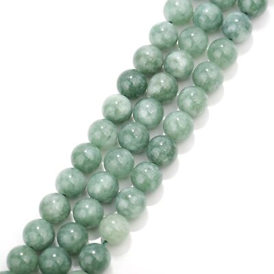 Cloudy Green Dyed Jade Smooth Round Beads 6mm 8mm 10mm 15.5'' Strand