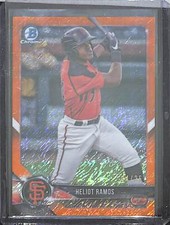 2018 Bowman Chrome Orange Wave Refractor #BCP143 Heliot Ramos No 4 of 25