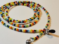 Handcrafted Beaded Eyeglass holder, Multicolors, Glass Beads, Length Choice