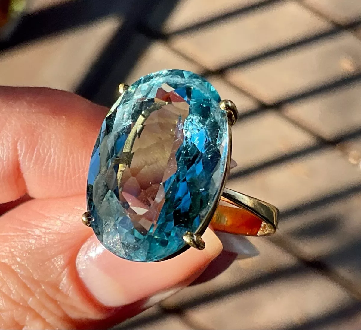 H. Stern Large Oval Blue Topaz Ring 18K Yellow Gold Lot 4 eBay