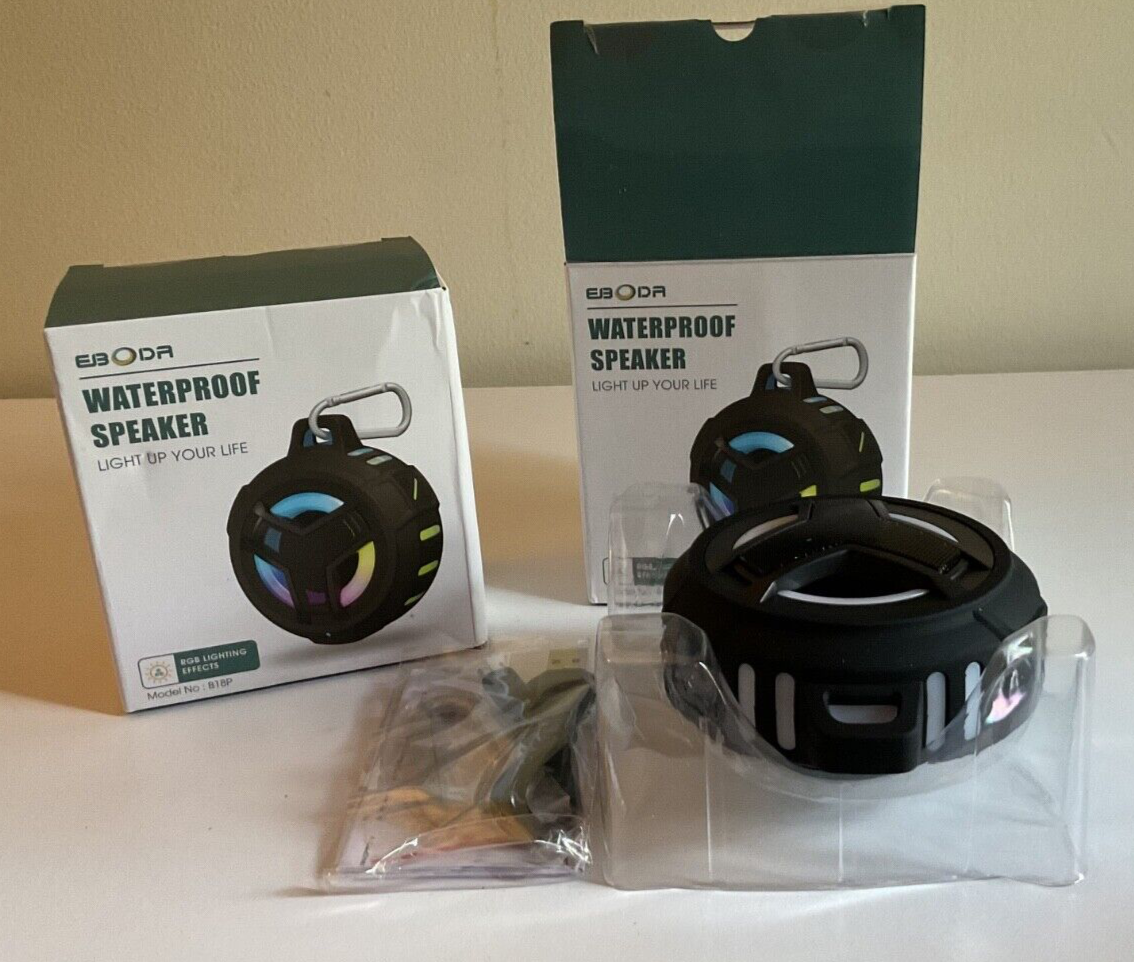 Eboda Waterproof Speaker, set of two, wireless, black, RGB lighting effects,-image