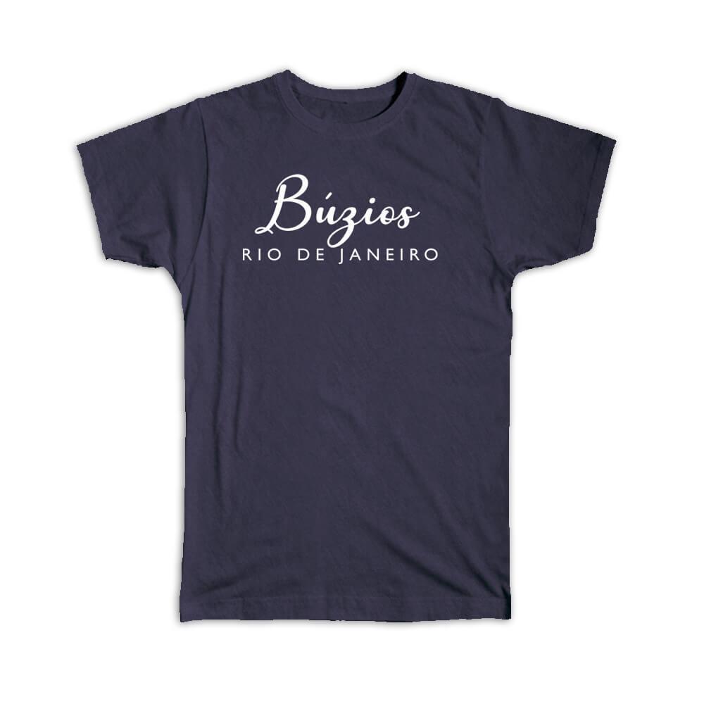 Gift T-Shirt : Buzios Cursive Typography Rio de Janeiro Tropical Beach Travel