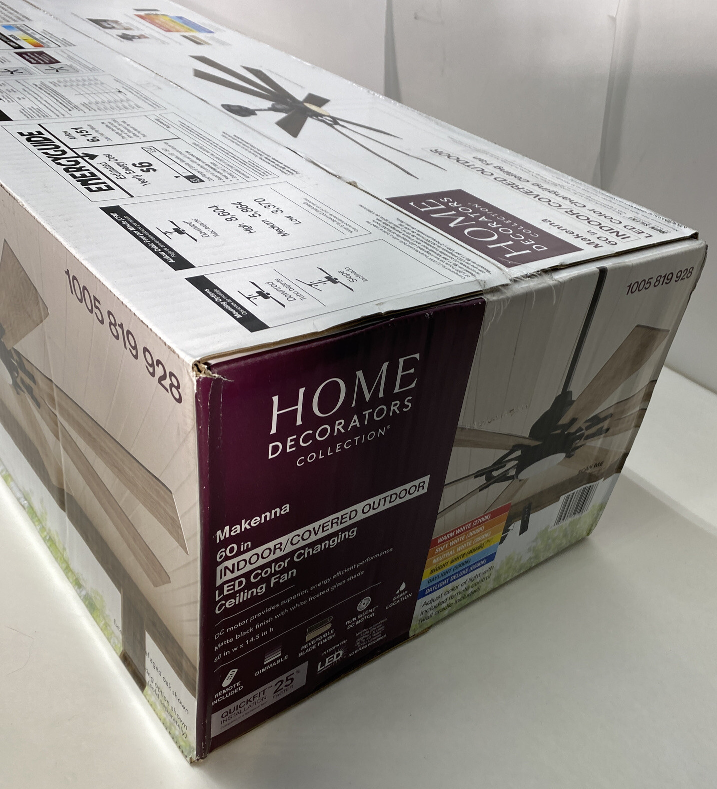 Home Decorators Makenna DC 60 in. Color Changing LED Matte Black