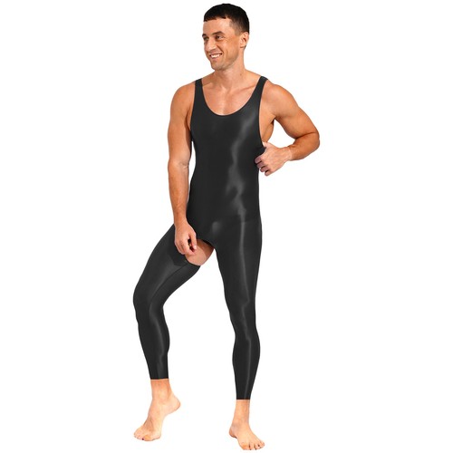 Sexy Men One Piece Sleeveless Skin-Tight Unitard Bodysuit Jumpsuits Bodystocking - Picture 41 of 98