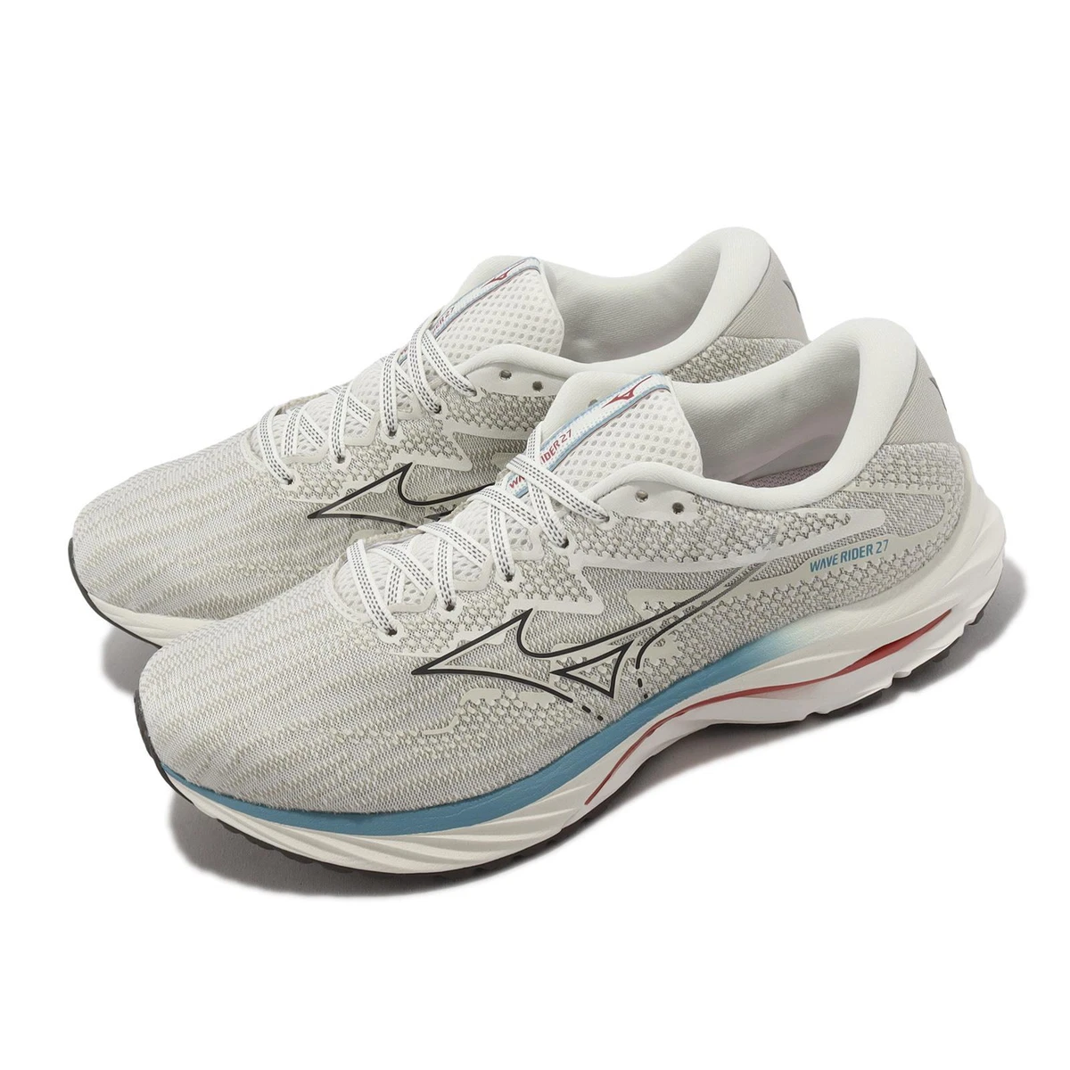 Mizuno Wave Rider 27 Super Wide White Khaki Blue Men Running Shoes  J1GC2304-06