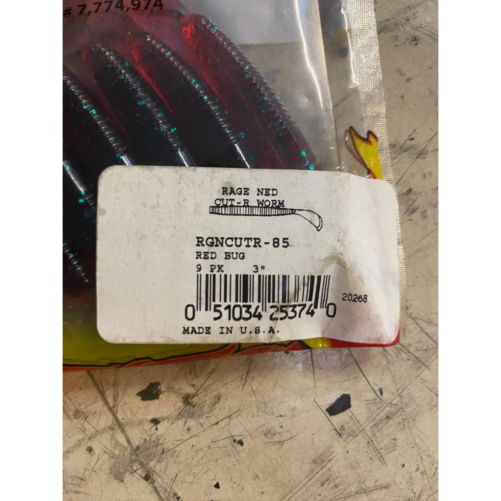 Strike King Rage Ned Cut-R Worm 3’’ Red Bug (9Pack) X 8Packs - Image 2