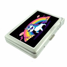 Estuche para cigarrillos Rainbow Pizza Unicorn Em1 tamaño 100 con billetera encendedor incorporada