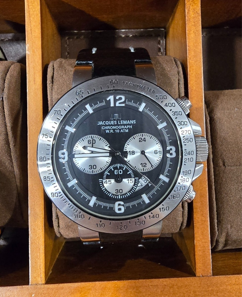 JACQUES LEMANS CHRONOGRAPH, ALARM, DATE, SWISS QUARTZ WATCH,