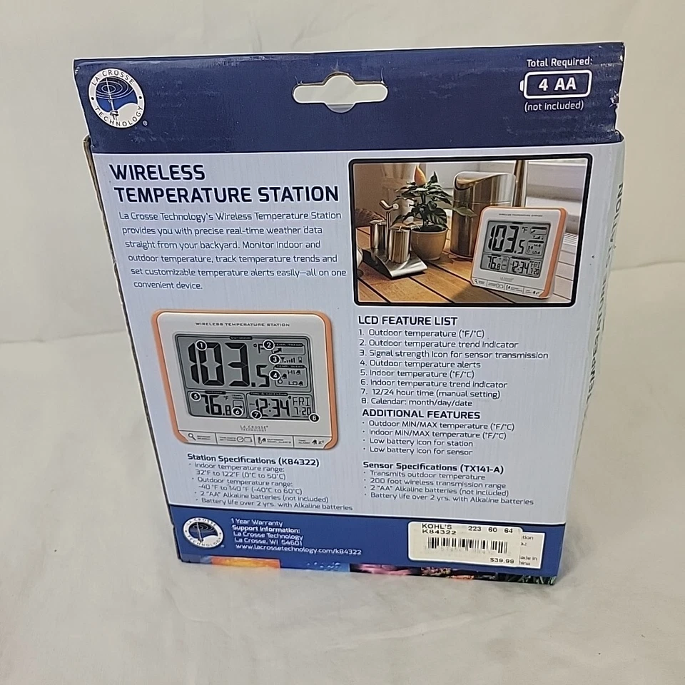 La Crosse Technology Wireless Color Weather Station # K84308 Discolored - Image 4 of 4