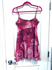Urban Outfitters Moxie Mesh Slip Dress Women's Size Small Pink Marbled Mini