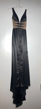 Sherri Hill Black Silk Formal Dress w/ Gold Beading Size 0