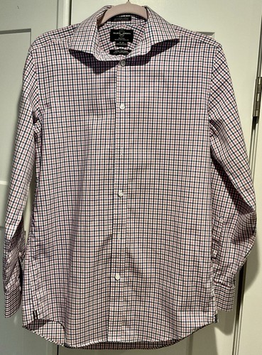 Black Brown 1826 Men's Plaid Long Sleeve Collared Shirt Size 15 -33