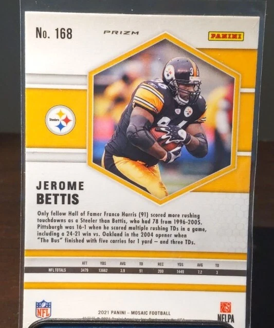 2021 Panini Mosaic #168 Jerome Bettis SILVER PRIZM Steelers 💎💎💎 - Image 2 of 2