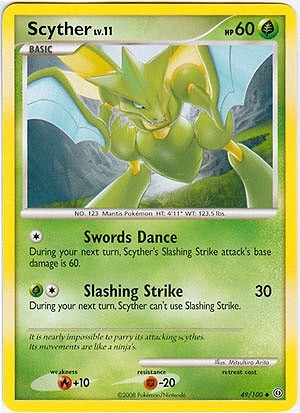 Pokemon Diamond and Pearl Stormfront Card - Scyther (U) 49/100