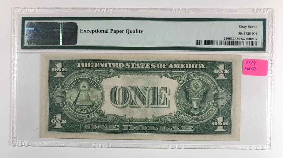 1935-A North Africa One Dollar Silver Cert. WW2 Emergency. PMG MS67 - Image 2 of 3