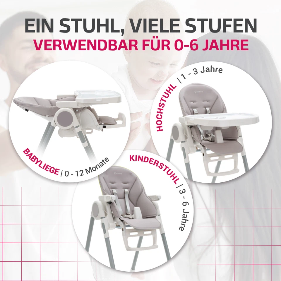 Kinderhochstuhl klappbar Babystuhl Kinderstuhl Babyhochstuhl ab Geburt mit Tisch - Bild 4 von 4