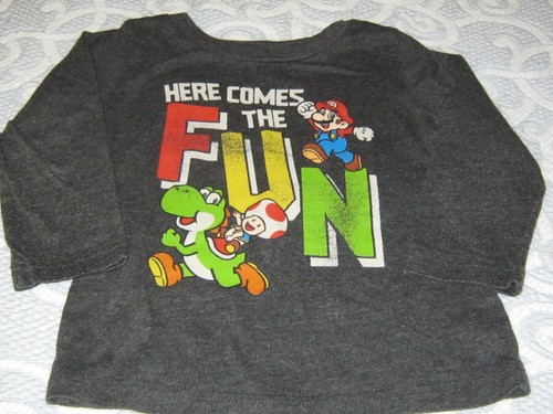 Super Mario Brothers Shirt, Jugend Jungen 24 M grau T-Shirt L/S