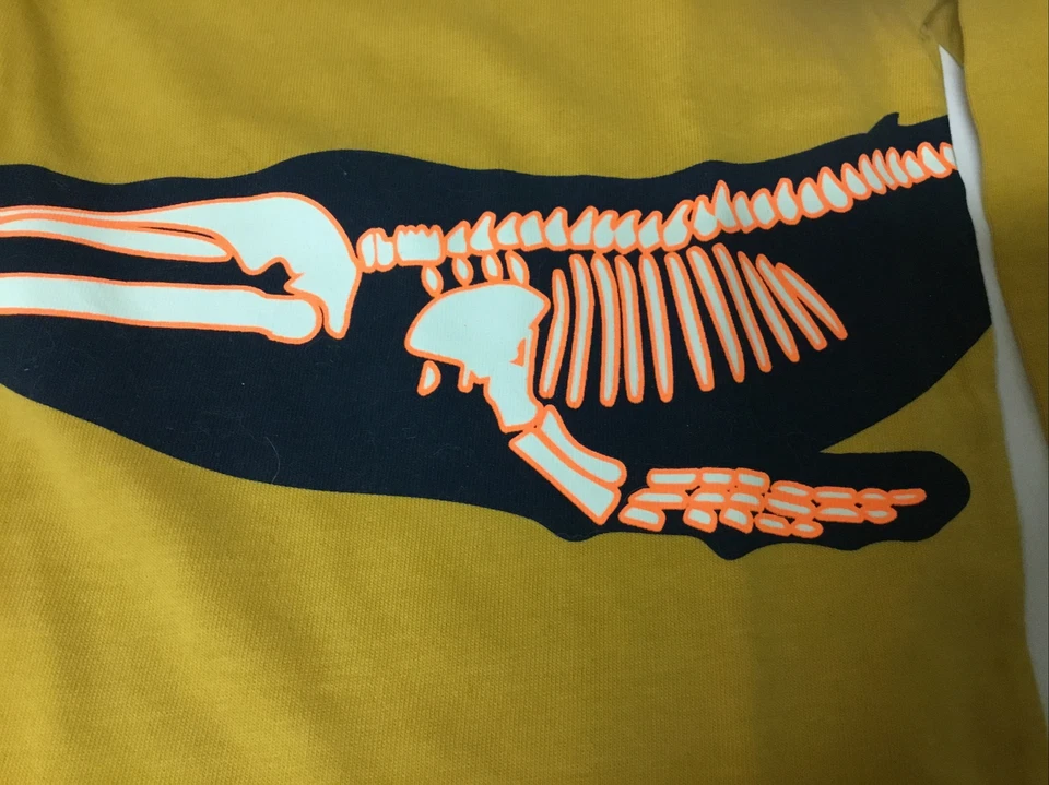 mini boden boys girls glow in the dark dinosaur T Rex T Shirt Orange - Image 4 of 4