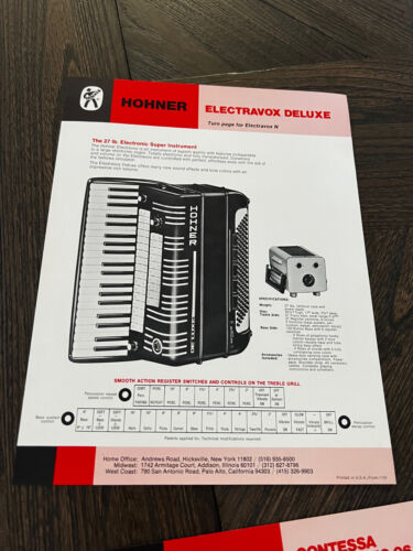 Teclados Hohner 1973 lista de precios Clavinet D6 Pianet Contessa catálogo folletos - Imagen 7 de 11