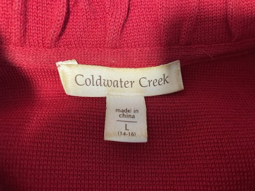 Coldwater Creek rote zweireihige Strickjacke Pullover Jacke Kragen L 14-16 - Bild 4 von 9